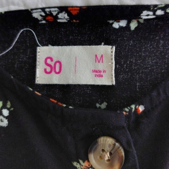 SO - Black Floral Button-Down Wide Strap Jumper Maxi Dress - Picture 3 of 9